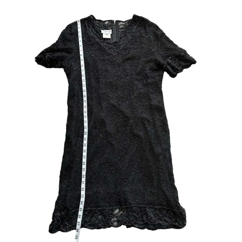 Vintage by Stenay Women's‎ Black Beaded Silk Midi Dress Size: XL